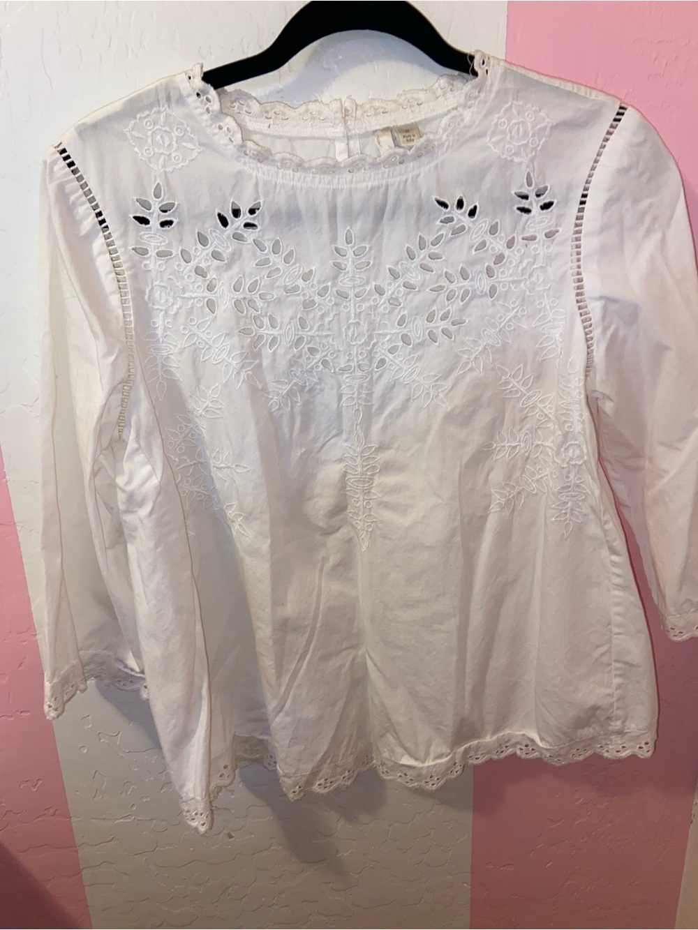 River Island White Embroidered Peasant Blouse